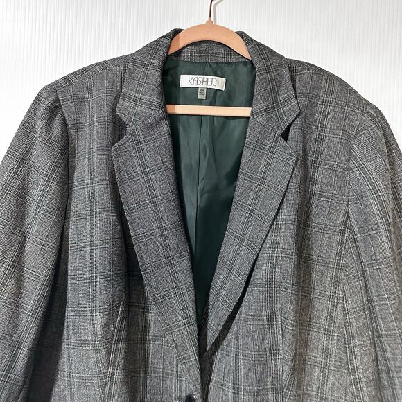 Kasper Blazer Women’s Size 20W Single Button Jacket Glen Plaid NWT - Picture 2 of 11